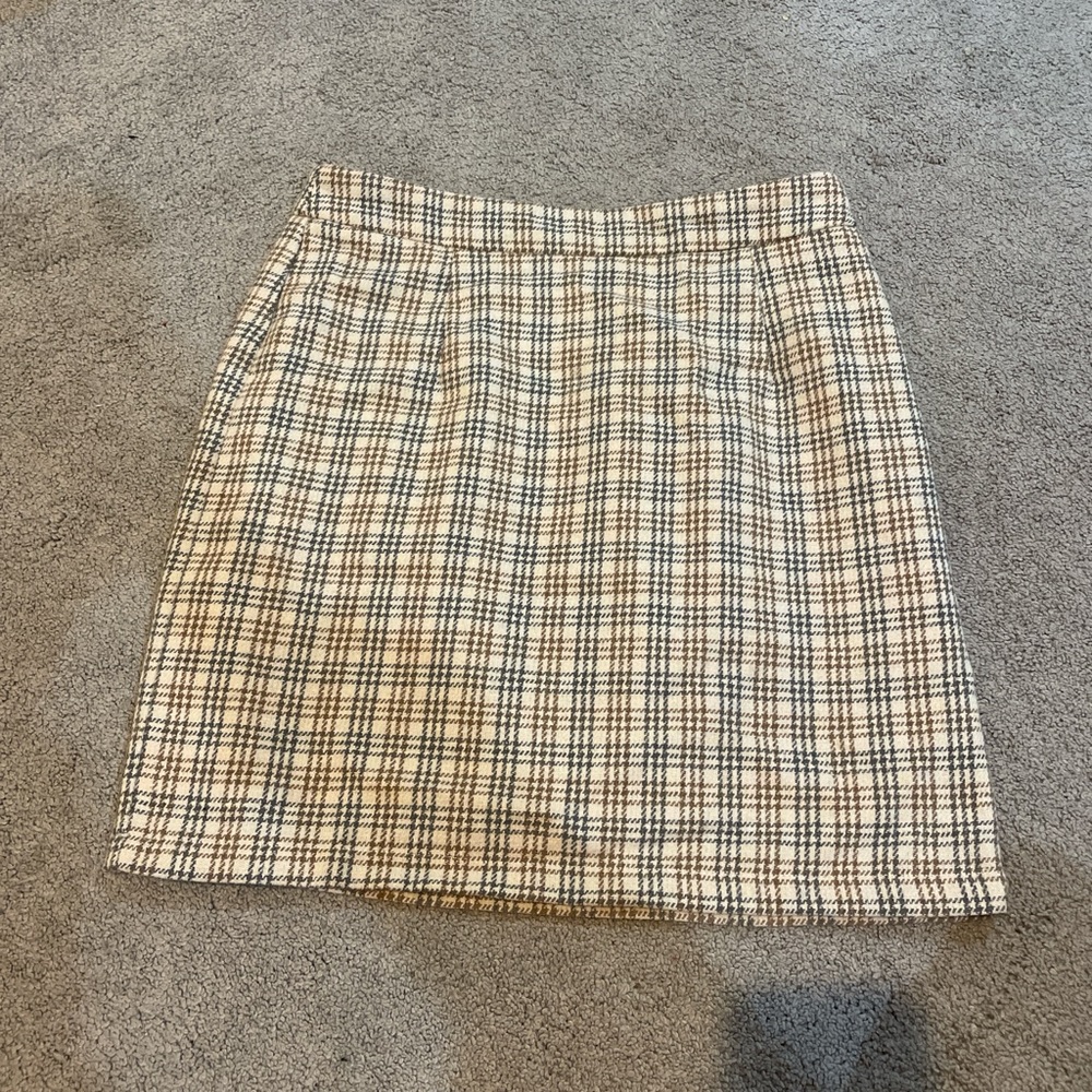 Paper Crane Beige Plaid Pencil Skirt